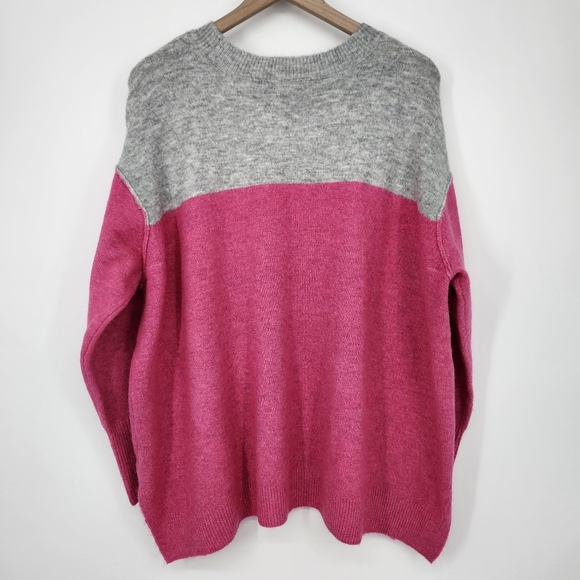Vince Camuto Womens Color Block Sweater Size 2X Pink Gray Boxy Comtemporary - Picture 8 of 8